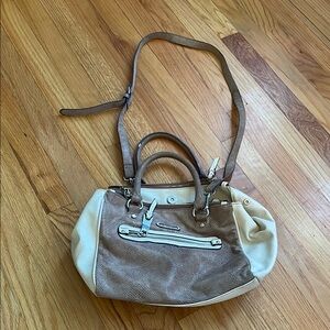 Dana Buchman Two-Tone Tan and Cream Women's Leather Handbag
